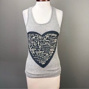 The Classic NWT Gray Heart Shape Graphic Print Love Tank Top Sz S Boho Casual